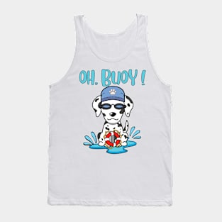 Funny Dalmatian Goes Swimming with a Buoy - Pun Intended Tank Top